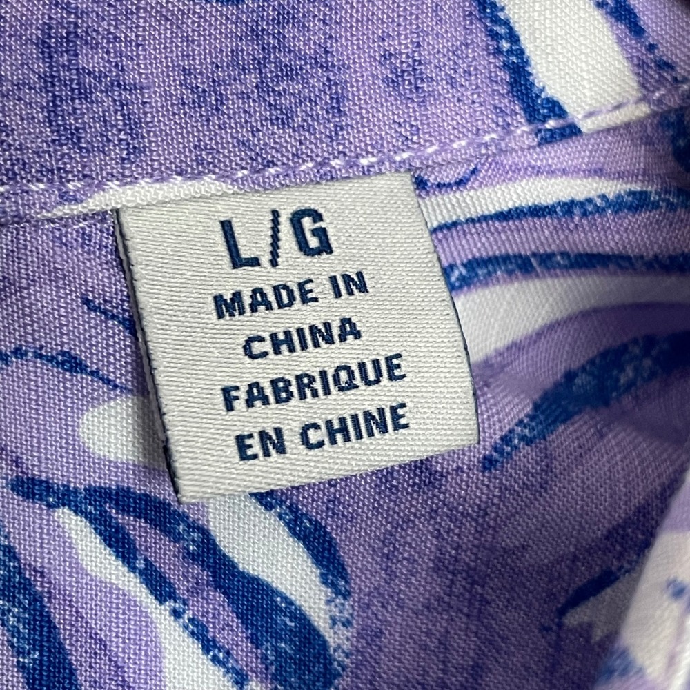 Tommy Bahama Shirt Men Large Purple Tropical Palm Leaf Print Viscose Button-Up - Picture 8 of 11